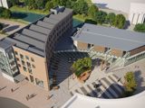 An artists impression of The Piano Building. The perspective is from an aerial view.
